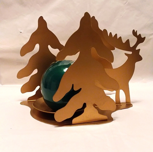 Libra Pacific Co. Other - Winter Woodland Gold Reindeer Trees Candle Holder NIB